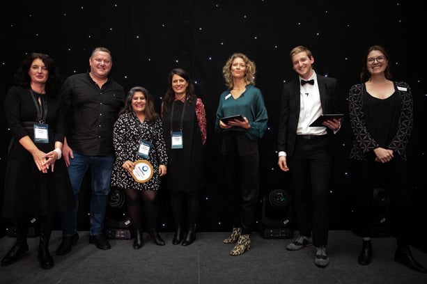 Team Fooditude accepting Award at Planet Mark Awards