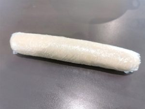 Dough for Chinese dumplings stored in cling film