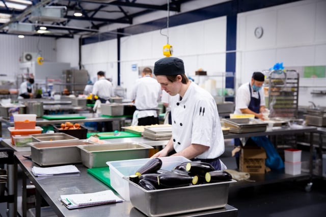 Inside a central kitchen of a London delivered caterer