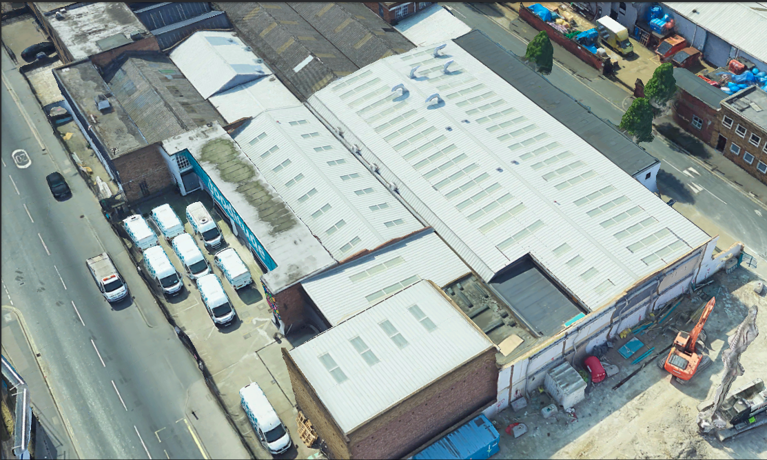 Fooditude contract catering central production kitchen in London from arial view.