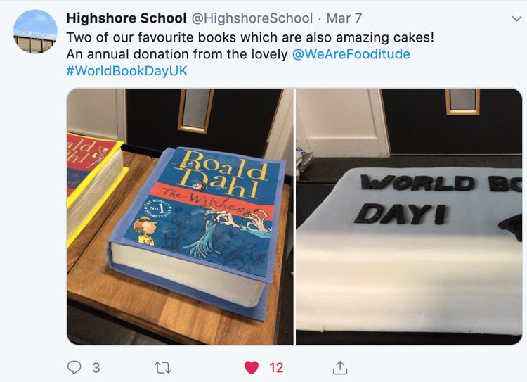 Photograph of decorated cakes for world book day