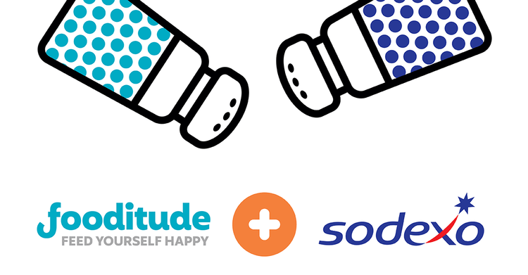 Graphic of Fooditude and Sodexo logos as a salt and pepper shaker together