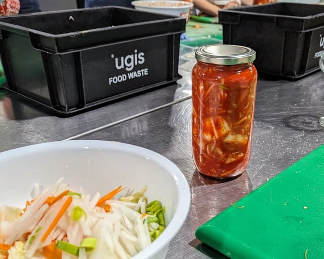 Freshly made Kimchi from food waste