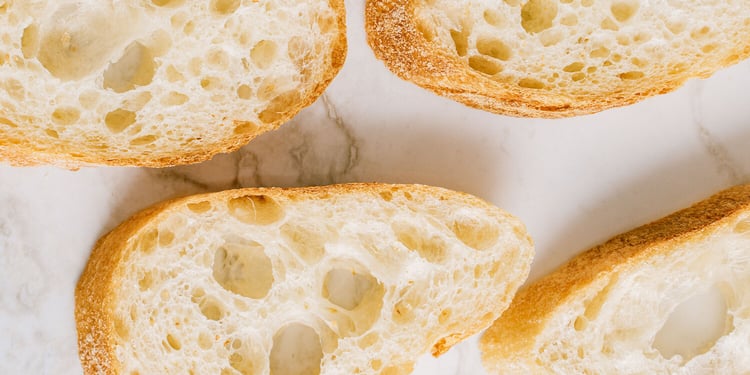 Photo of sliced baguette.