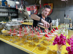 Serving coronation cocktails at the office