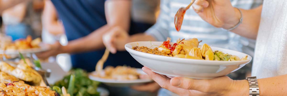 Plates of food being served