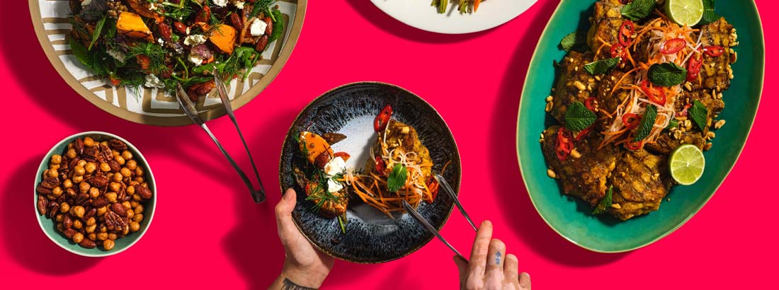 Various food dishes on a table